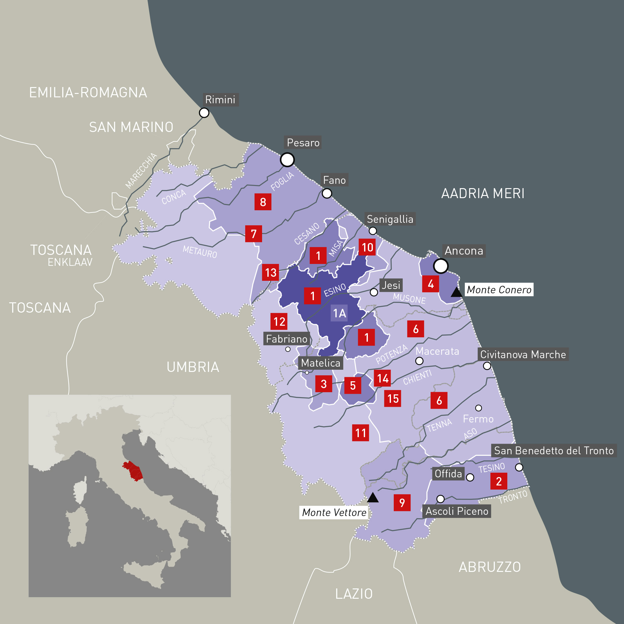 Le Marche veinipiirkonnad